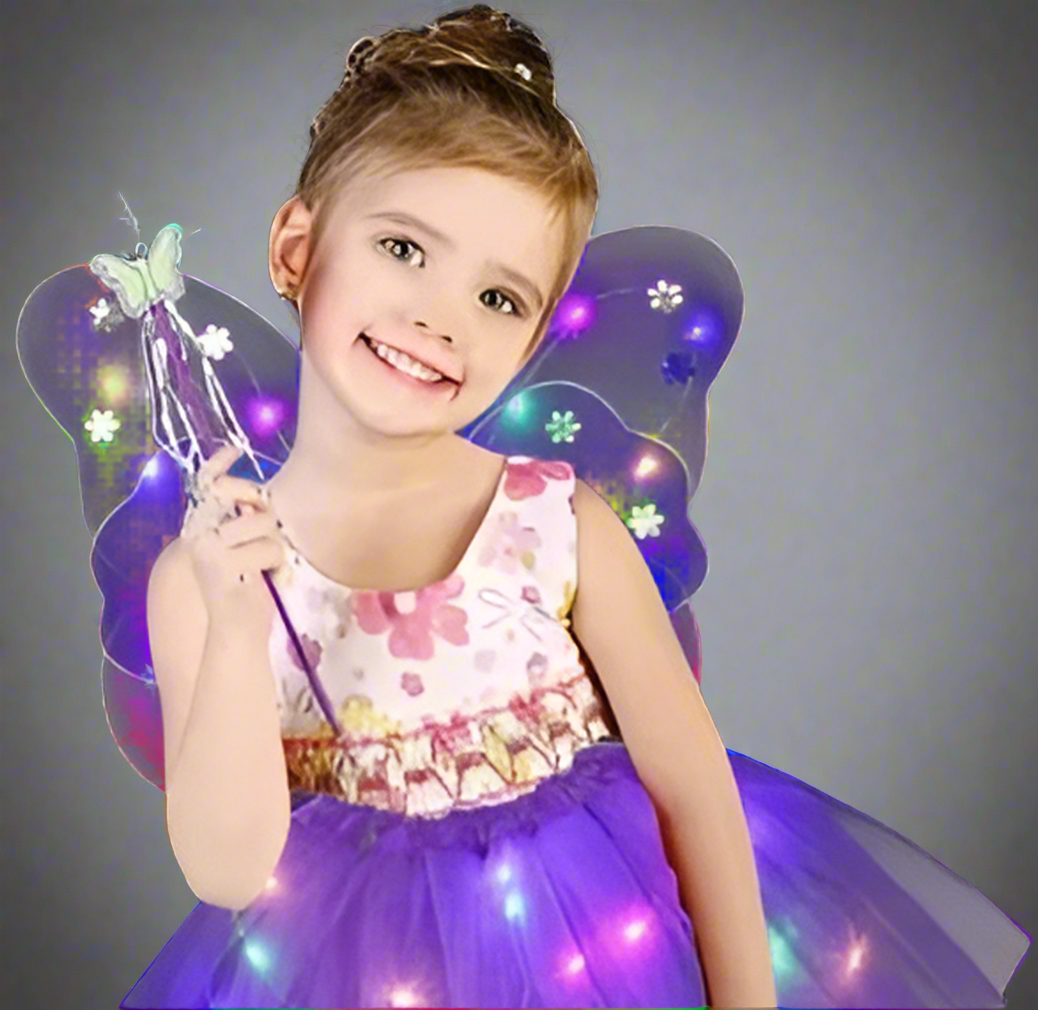 Butterfly fairy Halloween  Purple LED Kids Costume  | REBORN WONDERS