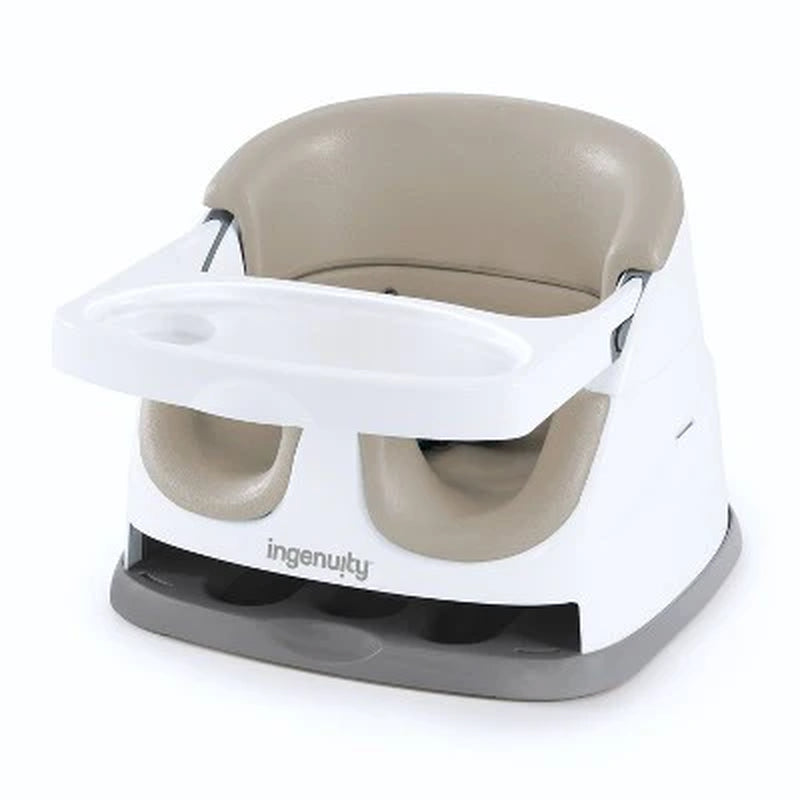 Ingenuity Baby Base 2-In-1 Booster Feeding and Floor Seat with Self-Storing Tray